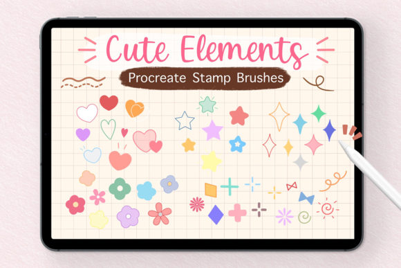 Unlocking Creativity with Procreate Stamp Brushes - Cute Elements